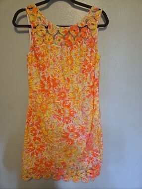 Lilly Pulitzer Resort Dress Sunkissed Bright Yellow Pink Sleeveless Dress 6